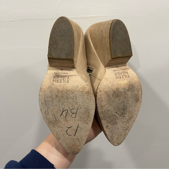 Eileen Fisher Trail Leather Ankle Bootie Size 5 Classic Neutral - Picture 11 of 13